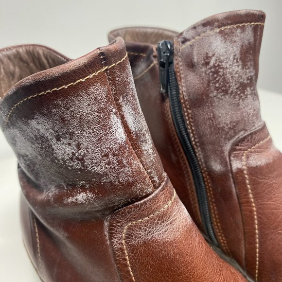 Ecco Women Boots Ankle High Wedge Zip Up Leather Brown Sz 7 - Picture 12 of 16